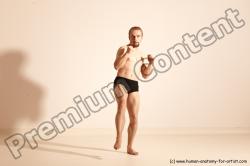 Underwear Martial art Man White Moving poses Slim Short Blond Dynamic poses Academic